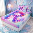 thumbnail image 2 of meiyoeat Flower Butterfly R Initial Rainbow Zipper Comforter Set with Fitted Sheet and 2 Pillowcases, Watercolor Galaxy Stars Zipper Bedding Set for Girls, Colorful Star Reversible, 3 Pieces, 2 of 6