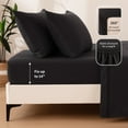 thumbnail image 2 of Sonive Hotel Collection Minimalist Bedding Set Full Size Black, 4 Pcs Lightweight Breathable Embroidered Sheets and Pillowcases All-Season, 2 of 8