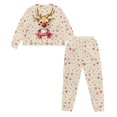 thumbnail image 5 of SCRAWLGOD Deer Snowflakes Pajamas Women Long Sleeve Nightwear for Women Fall Clothes Crewneck 2-Piece Lounge Set Size M Comfortable Christmas Sleepwear, 5 of 7