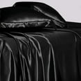 thumbnail image 3 of Cloud Fino Silk Satin Sheet Set- 6 Piece Sheet Set- Queen Size Sheet Set- Rich Quality 20" Deep Pocket Sheets- Luxury Hotel Bed Sheets- Black, 3 of 6