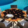 thumbnail image 6 of Orange Fall Round Tablecloth, Fitted Table Cover with Elastic for 55"-60" Round Tables, Black Maple Leaf Pumpkins Thanksgiving Table Cloth Outdoor Indoor Dinning Party Waterproof Tablecloths, 6 of 7