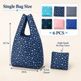 thumbnail image 6 of Foldable Reusable Shopping Tote Bags, Heavy-Duty, Washable, Fits in Pocket, Lightweight, 6 Pcs, 6 of 6