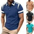 thumbnail image 1 of HVOBTTY Mens Summer Soft Versatile Pullover Casual Comfortable Collared Button Short Sleeve Loose Breathable Daily Base Business Shirts Navy, XL, 1 of 4