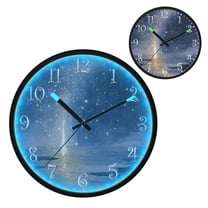 Voice Activated Clock with Glow Light 12 Inch Large Silent Wall Clock Battery Operated for Home Decor Sky Full Of Shooting Stars