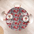 thumbnail image 4 of Ambesonne Poppy Fitted Round Tablecloth, Flowers Seasonal Design Retro, 40"- 44" Diameter, Warm Taupe and Dark Coral, 4 of 5