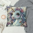 thumbnail image 2 of Purple Unicorn Throw Pillow Covers,Dreamy Roses Flowers Jungle Wild Plants Cushion Covers for Car RV Camper Office,Glittering Night Watercolor Flowers Outdoor Pillow Covers, 2 of 5