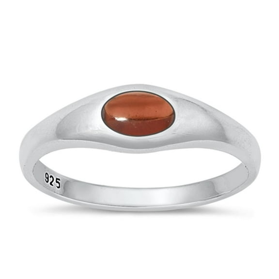 CHOOSE YOUR COLOR Simulated Garnet Promise Minimalist Ring .925 Sterling Silver Band Red CZ Female Size 7