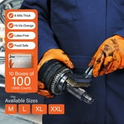 1st Choice Orange Disposable Nitrile Gloves Size XXL 1000 Count Diamond Grip