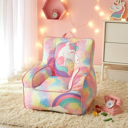 IDEA NUOVA Unicorn Toddler Bean Bag Chair, Multicolor Vinyl