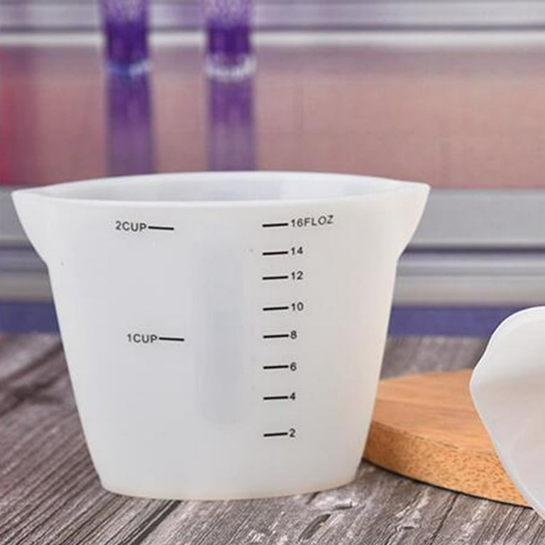 Healifty 500ml Silicone Measuring Cups with Scale Clear Graduated Cups for  Mixing Paint Stain Epoxy Resin Lab Liquid Container