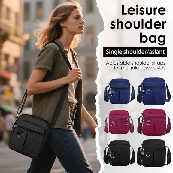 Women's Crossbody Handbag, Small Nylon Oxford Cloth Shoulder Bag, Large Capacity Waterproof Purse for Travel & Daily Use (Large Black)