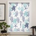 thumbnail image 4 of Teal Blue Coastal Semi Sheer Curtains Drapes for Living Room,Bedroom,French Doors Window 45 Inches Long,Sea Turtle Nautical Coral Summer Beach Rod Pocket Chiffon Curtain Drapery Voile Drape Panel, 4 of 6