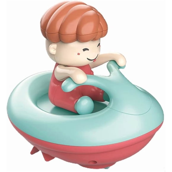 Baby bath water toy - Windup Speed Boat Bath Toy, Funny Bathtub Yacht Toy Clockwork Ski Jet Ship Toy Boat Tub Toy Yacht Water Toy for Boys and Girls (Blue-red)
