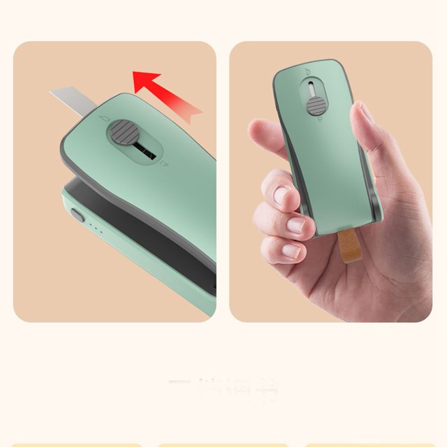 Heat Sealer Mini Bag Sealer Handheld Bag Resealer Mini Bag Sealer 2 In 1 Heat Sealer And Cutter Bottom Magnetic Handheld Plastic Bag Resealer Machine For Home Gray Green Battery