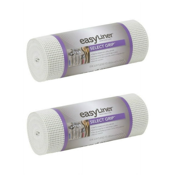 Duck 1344559 Select Grip Easy Non-Adhesive 12 in. x 20 ft. Shelf Liner, White, 2 Count