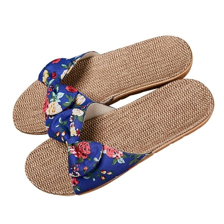 

Daznico Slippers for Women Slippers For Women Breathable Bohemia Beach Slip On Shoes Flats Casual Sandals Blue 8.5