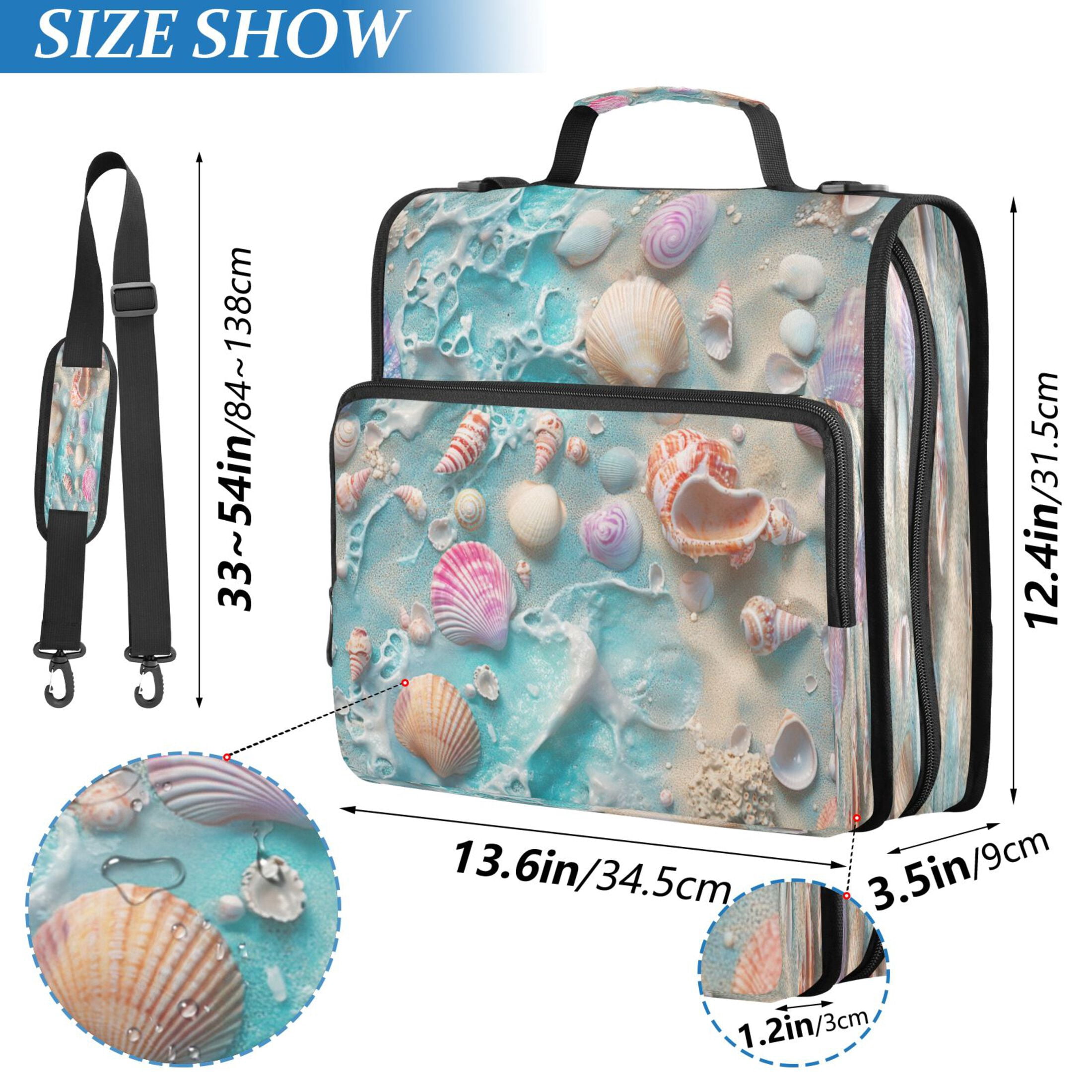 YAZAOO Zipper Binder trapper keeper Documents Organized Design Seashells Beach Printed