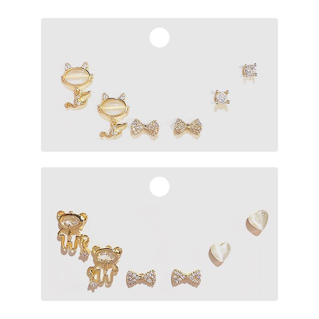 Juego de tres pares de pendientes sencillos con forma de aguja de plata Laklulu, pendientes pequeños y delicados para mujer