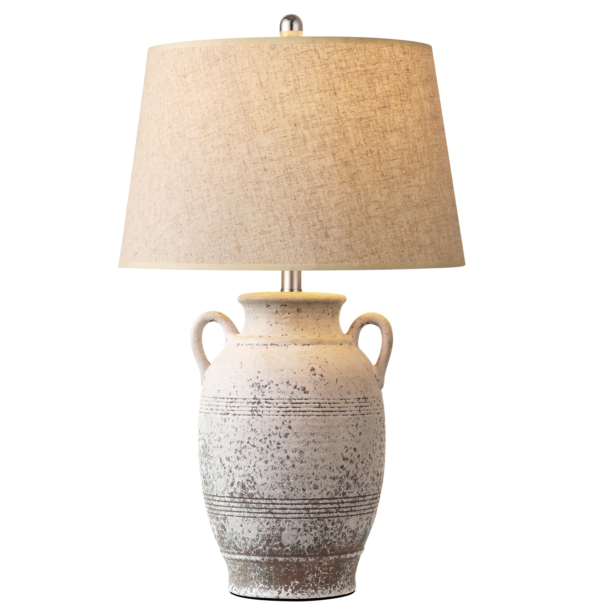 26in Farmhouse Ceramic Table Lamp, 3-Way Dimmable Bulb Included, Rustic Bedside Light for Bedroom Living Room