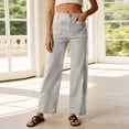 thumbnail image 2 of Yuhangmm Women's Pants Summer High Waist Straight Leg Button Wide Leg Pants For Casual Comfortable Trousers White S, 2 of 5