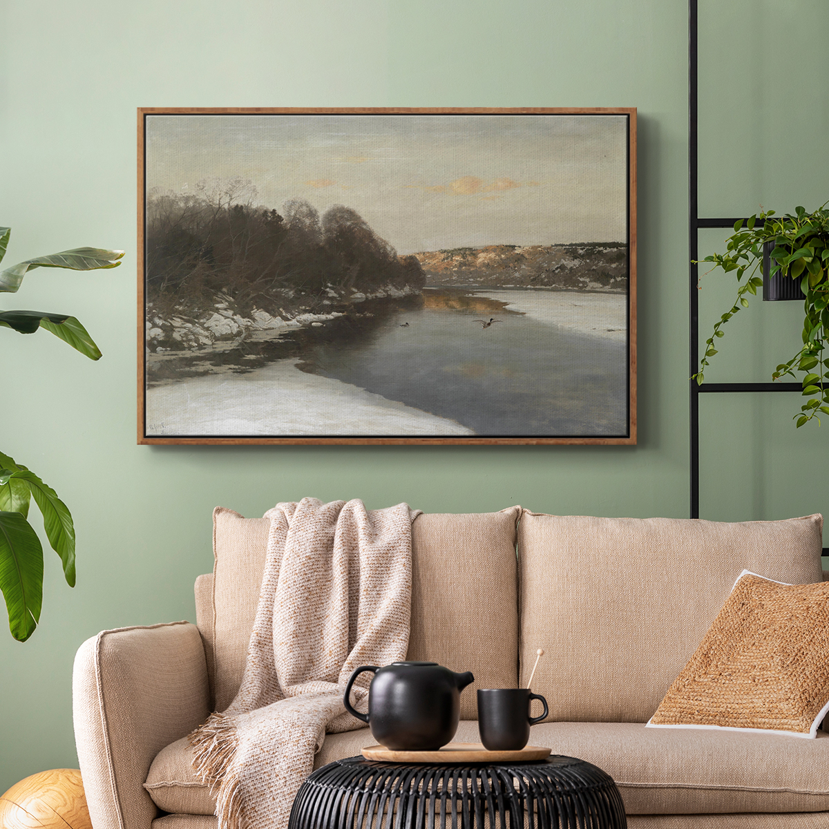 Vintage Landscape-CCLXXXIII By Wexford Home Framed in Walnut Wood Gallery Wrapped Canvas 27 in. x 41 in.