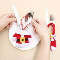 Vrorvz Christmas Clothes and Pants Knife Fork Christmas Plates Dinnerware Sets Holiday Plates Disposable Christmas Plates and Napkins Centerpiece Pull for Parties Size One Inches 5.9in Red