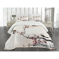 thumbnail image 3 of Ambesonne Tree Quilted Bedspread Set 3 Pcs, Oriental Illustration, King Size, Pale Caramel Ruby, 3 of 5