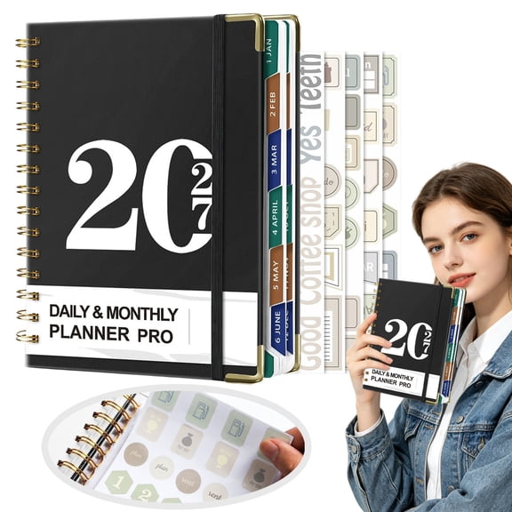 Clearance 2026-2027 Planner - Planner 2026-2027 Weekly and Monthly, Jul. 2026 - Jun. 2027, 8.5 X 11 Inch, Academic Weekly and Monthly Planner with 12 Tabs, Thick Paper, Wire Binding, Pocket Notebook