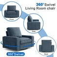 thumbnail image 4 of Fairyland Modern Swivel Sofa Chair for Living Room, Chenille 1 Seater Small Couch for Apartment, Blue, 4 of 7