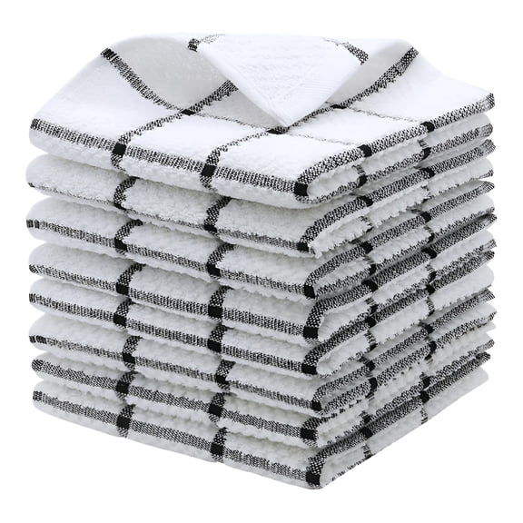 AUQ 100% Cotton Dish Towels for Kitchen,Terry Dish Cloths for Washing Dishes,12 x 12 Inches Dish Rags,Light and Soft,Quick Drying Dish Rags for Cleaning,Gray