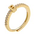 thumbnail image 1 of Initials Letter Ring Adjustable Opening Women Classic Simple Finger Ring For Women Party Jewelry Gift 26 Alphabet Sparkling Letter Band Ring Daily Wear Golden, 1 of 8