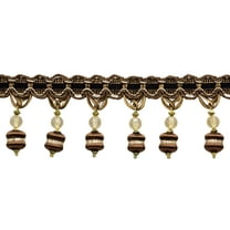 3" (7.5cm) Noblesse Collection Beaded Tassel Fringe Trim # BFH3,, Cappuccino Brown #D2A2 (Chocolate Brown, Light Beige, Light Brown) Sold By The Yard (36"/3 ft/0.9m)