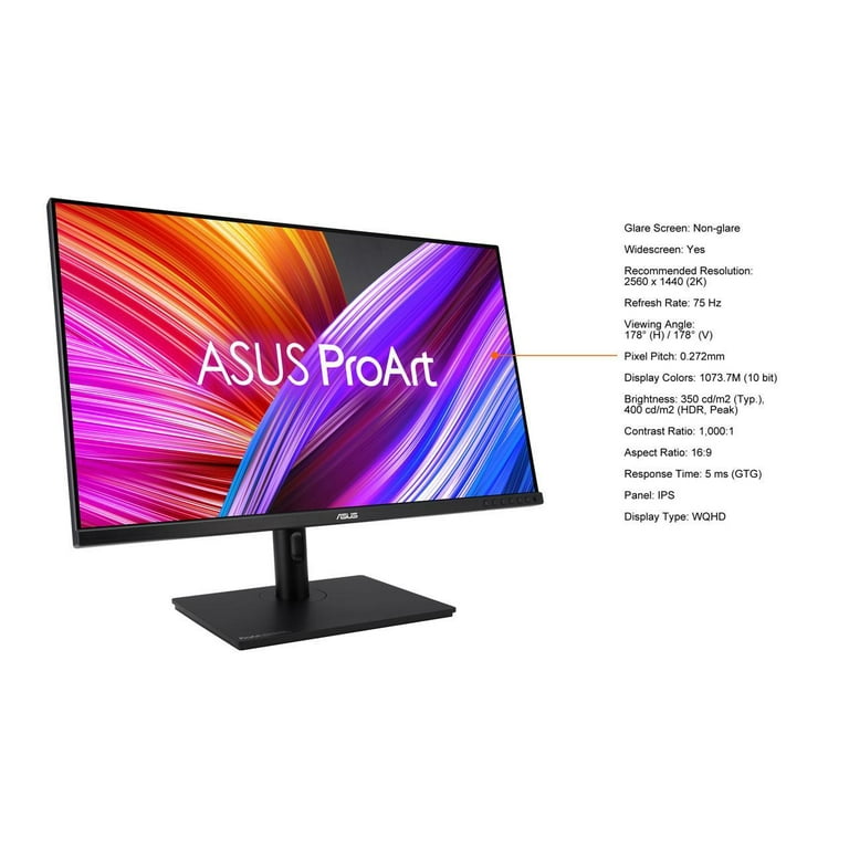  ASUS ProArt Display 31.5” 1440P Monitor (PA328QV) – IPS, QHD  (2560 x 1440), 100% sRGB, 100% Rec.709, Color Accuracy ΔE < 2, Calman  Verified, DisplayPort, HDMI, USB Hub, Height Adjustable,BLACK : Electronics