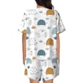 thumbnail image 6 of Uemuo Cute Doodle Turtles Pattern Women's Short-Sleeved Pajama, Button-Front Loungewear, 2-Piece Summer Sleepwear, Elastic Drawstring Shorts-4X-Large, 6 of 7