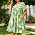 thumbnail image 6 of YuXingFu Dresses for Women Oversize Mini Crew Neck Plus Size Womens Dress Short Sleeve for Beach Casual Summer Green XXL, 6 of 9