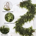 thumbnail image 3 of Guvpev 9FT Artificial Cedar Christmas Garland, Real Touch Winter Greenery, Realistic Christmas Rattan Soft Glue Green Plant Cedar Garland for Decorating Table, Mantel, Indoor Outdoor Xmas Decorations, 3 of 8