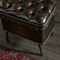 thumbnail image 5 of DecMode Metal Storage Bench with Tufted Faux Leather, Brown, Set of 3, 5 of 14