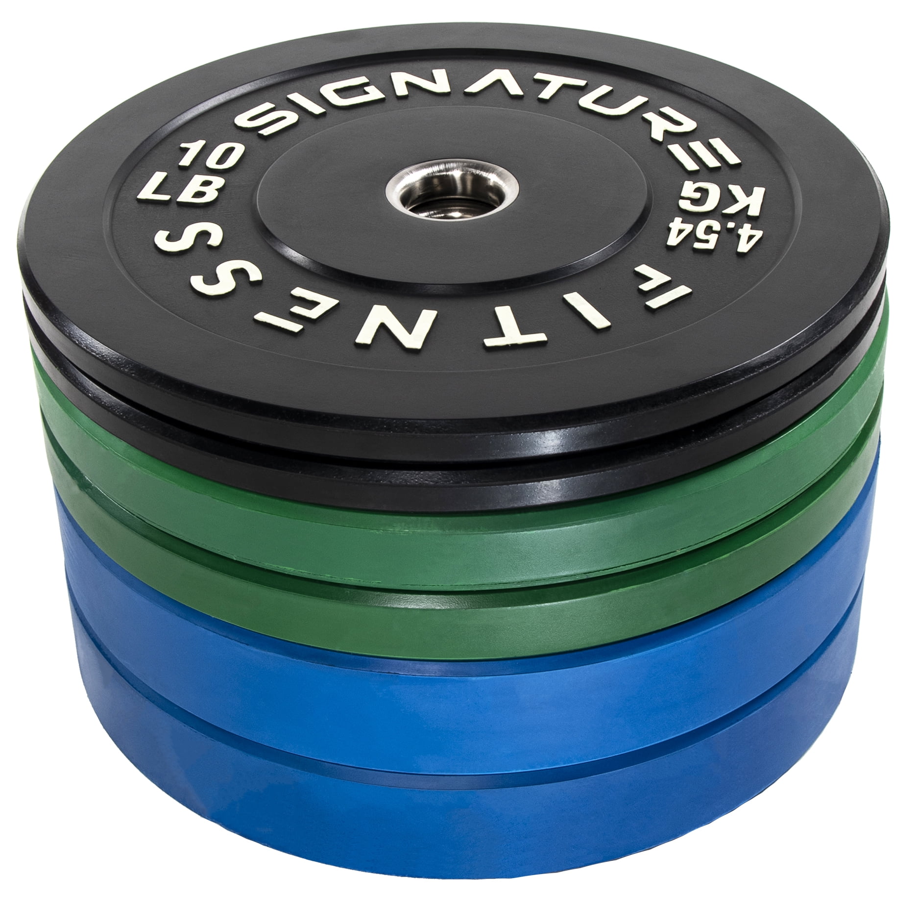 Signature Fitness 2 In. Olympic Bumper Plate Weight Plates with Steel Hub - 100% Virgin Rubber