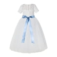 thumbnail image 2 of Ivory Floral Lace Tulle Flower Girl Dress Junior Ceremonial Gown LG2R, 2 of 3