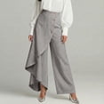thumbnail image 3 of Palazzo Pants for Women Asymmetrical Wrap Button Wide Leg Pants with Pockets Plus Size Fashion Clothing, 3 of 7