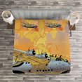 thumbnail image 3 of Ambesonne Vintage Airplane Quilted Bedspread Set 3 Pcs, Retro Seaplane, King Size, Multicolor, 3 of 3