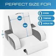 Kolbs Wedge Reading Pillow for Bed, Cushion with Arms for TV, Books, Nursing, Back - Bed Pillow for Sitting Up in Comfort, Plush Backrest. Bed Chair, Sit Up in Comfort (19 Gray/White)