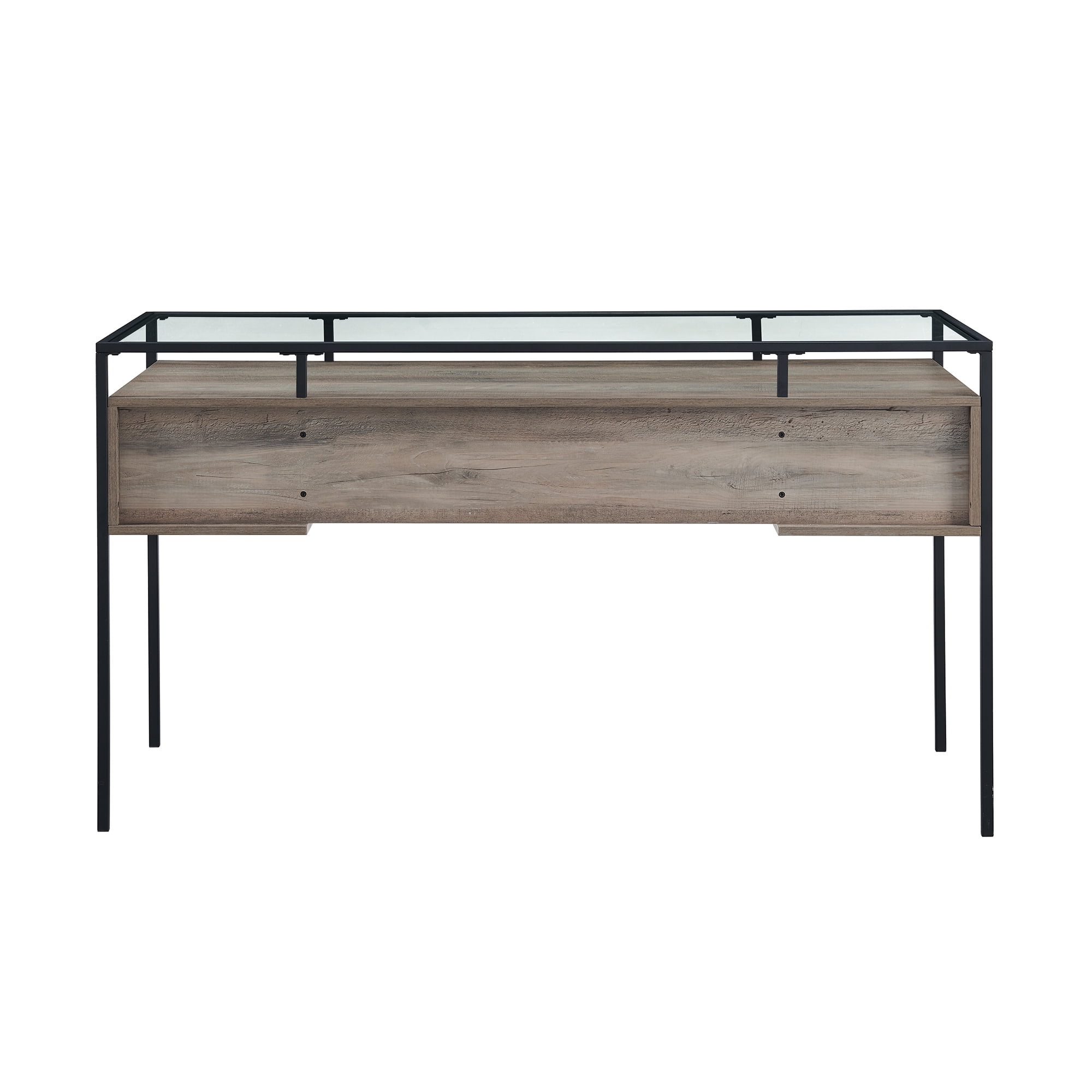 Walker Edison Carlisle Grey Wash 2-Drawer Glass Top Writing Desk
