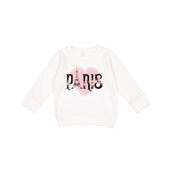 Inktastic Paris Pink Heart Eiffel Tower with Flowers Toddler Sweatshirt