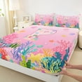 thumbnail image 3 of Castle Fairy Kids Boys Girls Letter Monogrammed P 4pcs Bed Sheets,Kawaii Ocean Salamander King Sheets,Marine Dreamy Princess Super Cozy Sheet Set,Ultra Soft Home Decor, 3 of 7