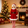 thumbnail image 5 of Christmas Costumes， Velvet Dress， Red Christmas Dress Set for Holiday Party and Gift Giving Christmas Costumes Elf Outfits Christmas Dress Up Festive Role Play Cosplay Clothes Seasonal Celebrations, 5 of 9