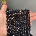 thumbnail image 4 of Cuentas de cristal de vidrio negro facetado, cuentas espaciadoras sueltas para hacer joyas, pulseras, collares, hebras de 4/6/8/10/12/14 mm, 4 of 5