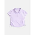thumbnail image 5 of Wonder Nation Girls Side Ruched Polo Shirt with Short Sleeves, Sizes 4-18, 5 of 5