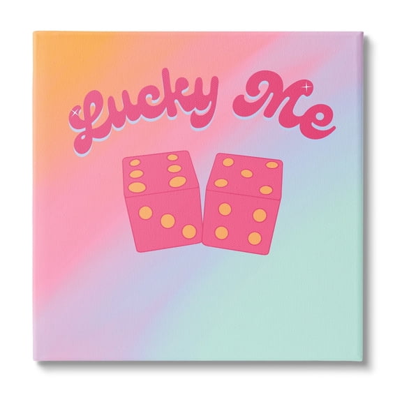 Stupell Industries Lucky Me Pastel Rainbow Religious Painting Gallery Wrapped Canvas Print Wall Art