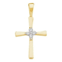 10K Yellow Gold Diamond Glorious Cross Necklace Pendant 1/20 Ctw.